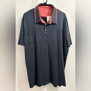 Chaps Golf Men’s Black Polo with Coral Trim